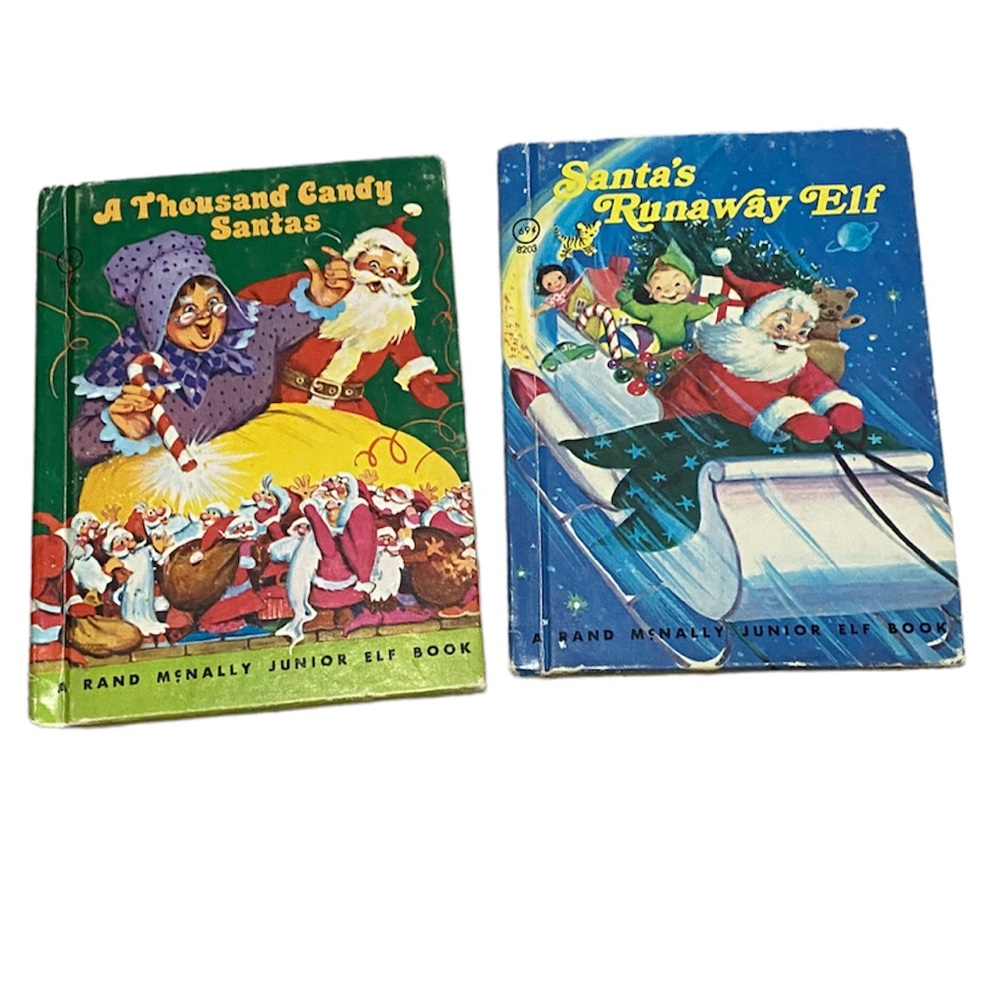 2 Rand McNally Junior Elf Book Pair of Vintage 1977 Children Christmas Books
